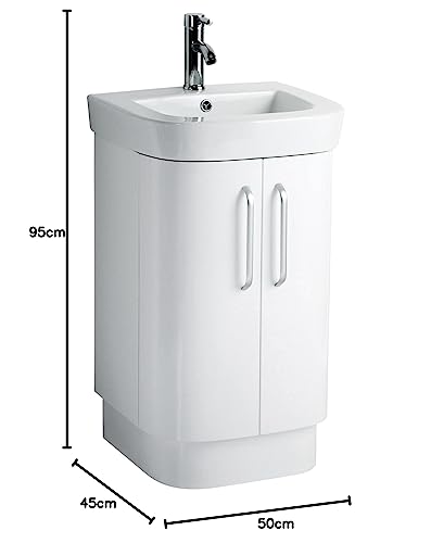 Premier Housewares Seattle Basin and Under Sink Cabinet Set, Ceramic, White, 45 x 50 x 95 cm