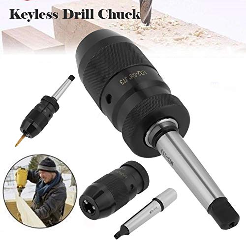 MT2 Steel Lathe Chuck 1-16mm Capacity Self Tightening Keyless Chuck with MT2-JT3 Taper Arbor for Various Drill Machines