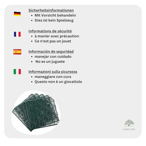 garden mile® Non Slip Modular Garden Path Tiles Patio Decking Interlocking Tiles Weatherproof Anti Slip Deck Board Waterproof Strong Robust Durable Plastic (Green x 20)