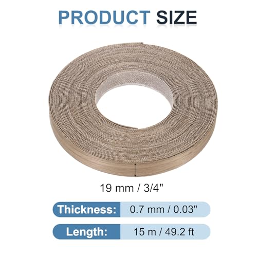 PATIKIL Birch Edge Banding, 25 mm x 15m Wood Veneer Tape Pre-glued Flexible Plywood Edge Banding with Hot Melt Adhesive for Furniture Restoration(1" x 49ft)
