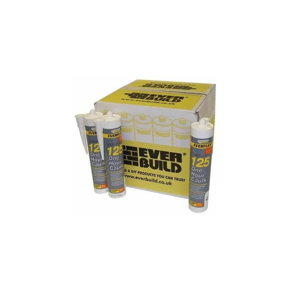 (25 Pack) EverBuild Everflex 125 White One Hour Decorators Caulk 300ml