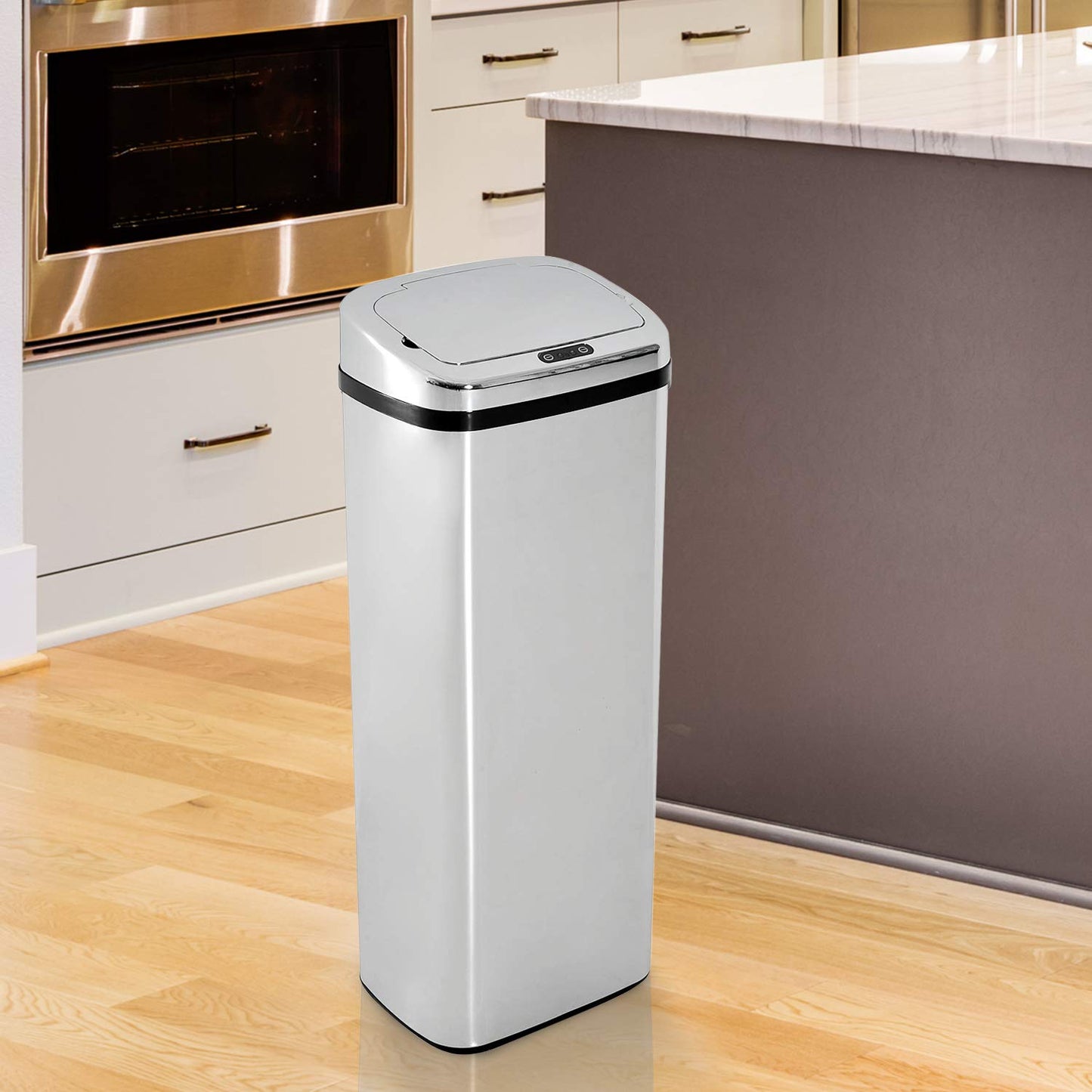 HOMCOM Modern Style 50L Sensor Dustbin Stainless Steel Automatic Kitchen Waste Bin Versatile Use For Home Office - Silver