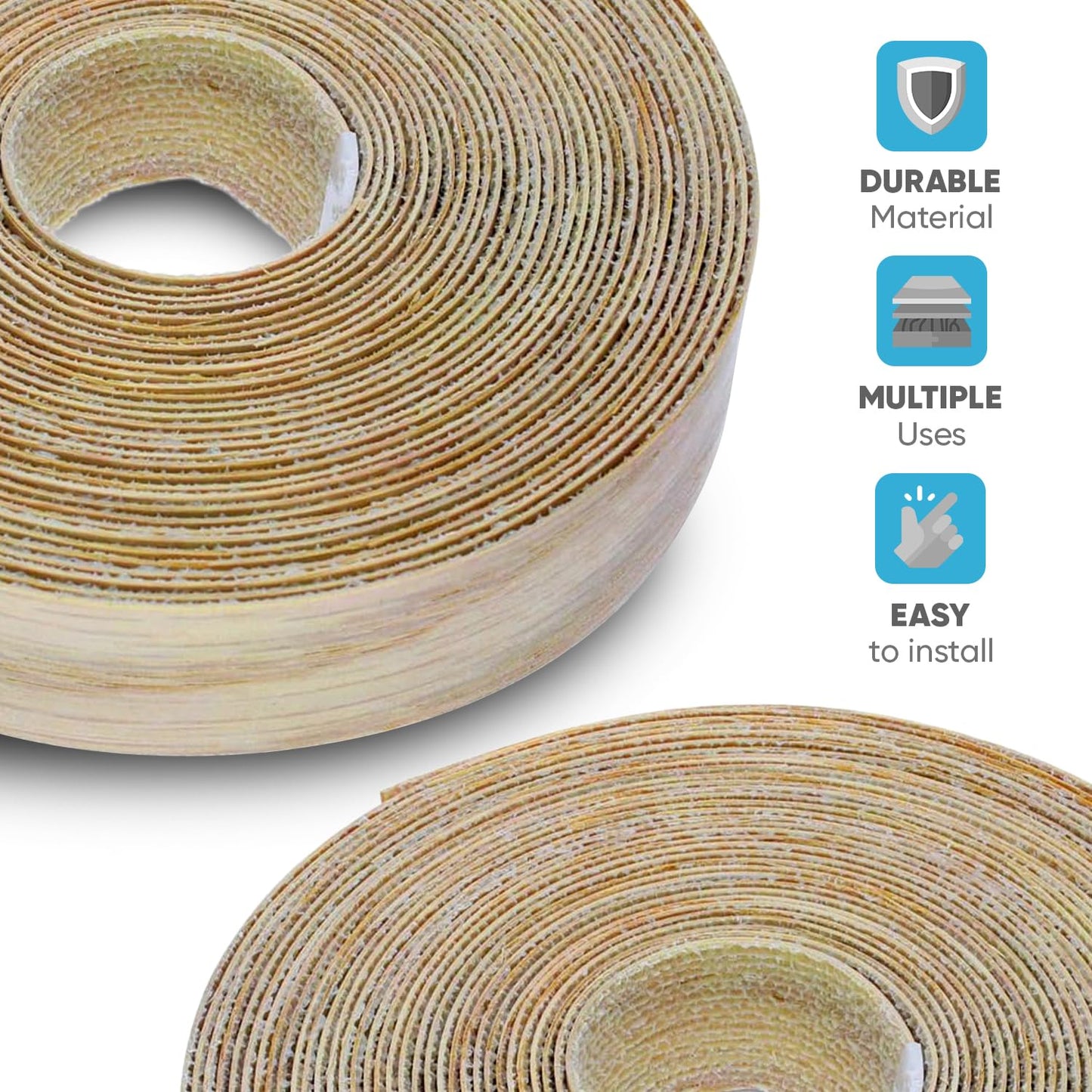 WoodPress® Real Oak Veneer Edging Tape – 50mm x 7.5m | Pre-Glued Iron on Edge Banding w/Hot Melt Adhesive