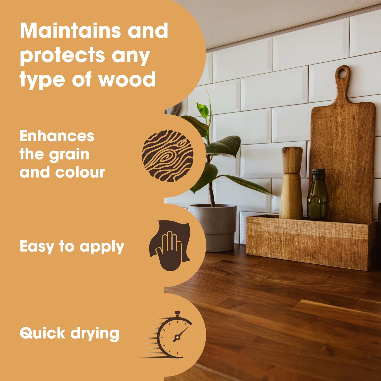 Furniture Clinic Danish Oil for Wood - Premium Finishing Oil to Enhance The Natural Beauty of Oak, Pine & Wooden Worktop Surfaces - Seal & Protect for a Satin Finish - 250ml