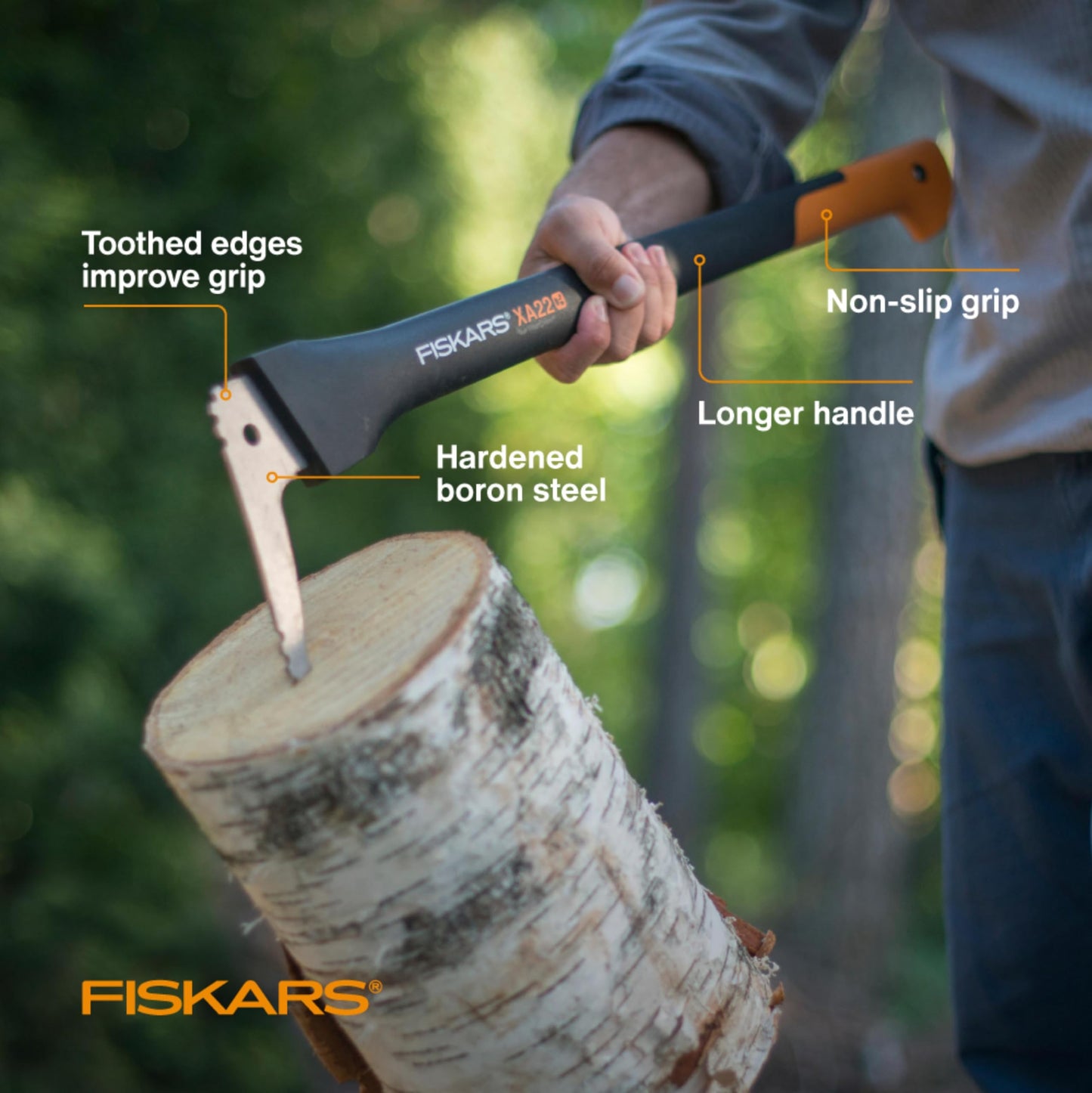 Fiskars 28" Hookaroon - Non-Slip Grip Handle with Pointed, Angled Blade - Landscaping Tool for Rotating, Dragging, Stacking Logs - Black/Orange