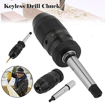 MT2 Steel Lathe Chuck 1-16mm Capacity Self Tightening Keyless Chuck with MT2-JT3 Taper Arbor for Various Drill Machines