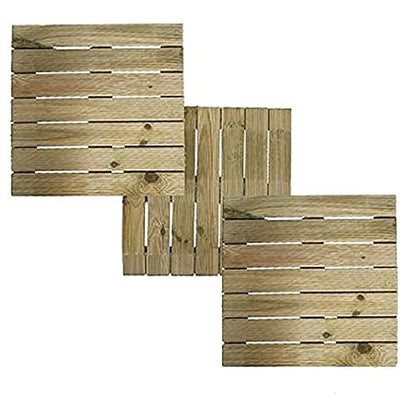 GBS Wooden Decking Tiles Outdoor Interlocking Non Slip Garden Floor Patio Balcony Path Slab Deck Flooring Tub Surface Square 45cm (3)