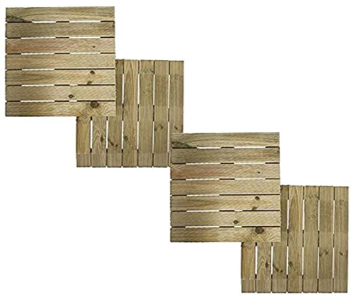 GBS Wooden Decking Tiles Outdoor Interlocking Non Slip Garden Floor Patio Balcony Path Slab Deck Flooring Tub Surface Square 45cm (3)