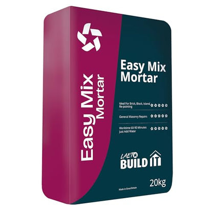 Laeto Easy Mix Mortar – 20kg Ready Mixed Mortar for Bricklaying, Bedding, Patching & DIY Jobs – Pre-Blended Cement Mortar for Indoors & Outdoors – Just Add Water, Easy to Apply