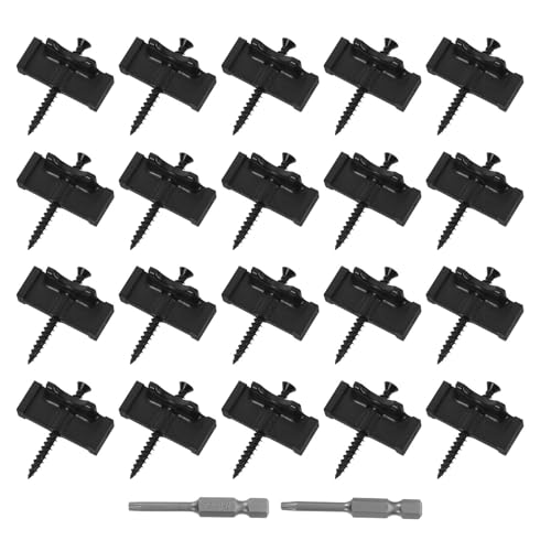 SAFIGLE 1 Set Hidden Deck Fasteners with Stainless Steel Screws - Plastic Composite Deck Clips with Drill Bits - Composite Decking Boards Clips Fixing System for Home Hotel