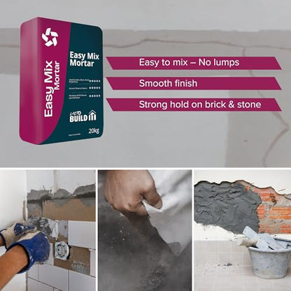 Laeto Easy Mix Mortar – 20kg Ready Mixed Mortar for Bricklaying, Bedding, Patching & DIY Jobs – Pre-Blended Cement Mortar for Indoors & Outdoors – Just Add Water, Easy to Apply
