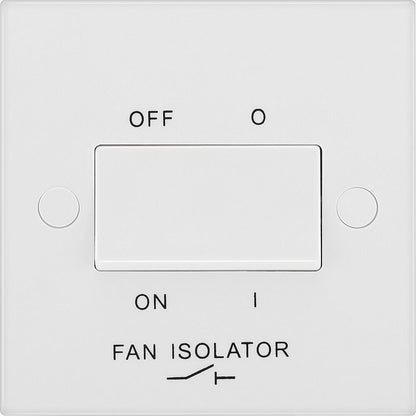 British General BG Electrical Fan Isolator Switch for Bathrooms and Ensuites, Triple Pole, Single Wide Rocker, Square Edge, Nexus 900 Series, White Moulded, 10A, 915