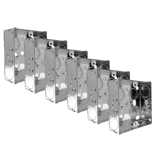 Evoges Single Metal Back Box, 25mm, 1 Gang, 1.0mm Thickness for Electrical Sockets Switches, BS4662 Standard (1)