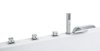 Whirlpool Bathtub Relax Professional Made in Germany 180/190/200 x 80/90 cm with 24 Massage Nozzles + Underwater Lighting Heating Ozone Disinfection with Brass Fittings