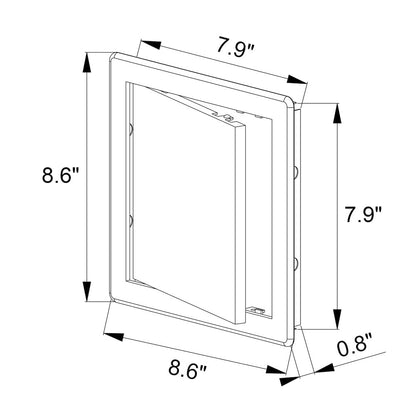 Awenta 200 x 200 mm Plastic Access Panel Door - White Opening Flap Cover Plate - Inspection Hatch - Door Latch - Concealed Hinge - Removable Door - Paintable Smooth Surface (8 x 8 Inches)