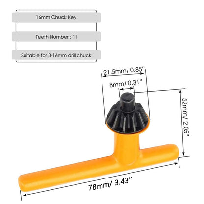 Mesee 3 Packs Drill Chuck Key Wrench Set, Universal Impact Chuck Keys Replacement 3 Sizes T Key Drill Press Wrench Repair Tools for 6mm/10mm 13mm 16mm Electric Drill Clamping Tool