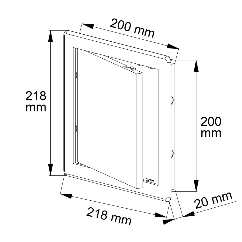 Awenta 200 x 200 mm Plastic Access Panel Door - White Opening Flap Cover Plate - Inspection Hatch - Door Latch - Concealed Hinge - Removable Door - Paintable Smooth Surface (8 x 8 Inches)