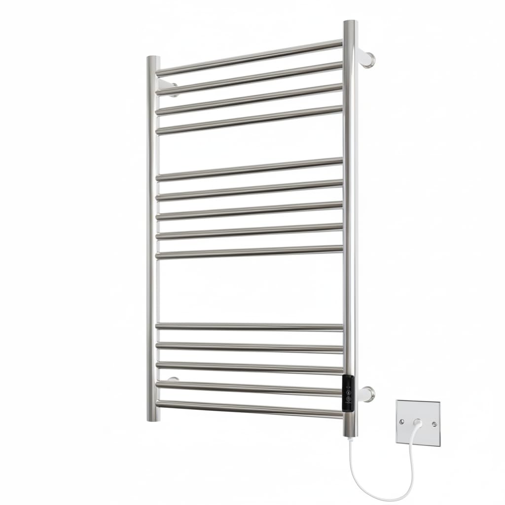 Manissa Siena 500w x 720h Stainless Steel Electric Heated Towel Rail Mirror Polished Finish Towel Radiator