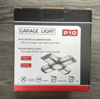 Rafow 200W LED Garage Light 1 Pack - 20000LM 6500K Deformable Ceiling Lighting Fixture with 12 Adjustable Panels - E26/E27 Bay Light for Garage | Basement | Shop | Workshop | Barn | Warehouse