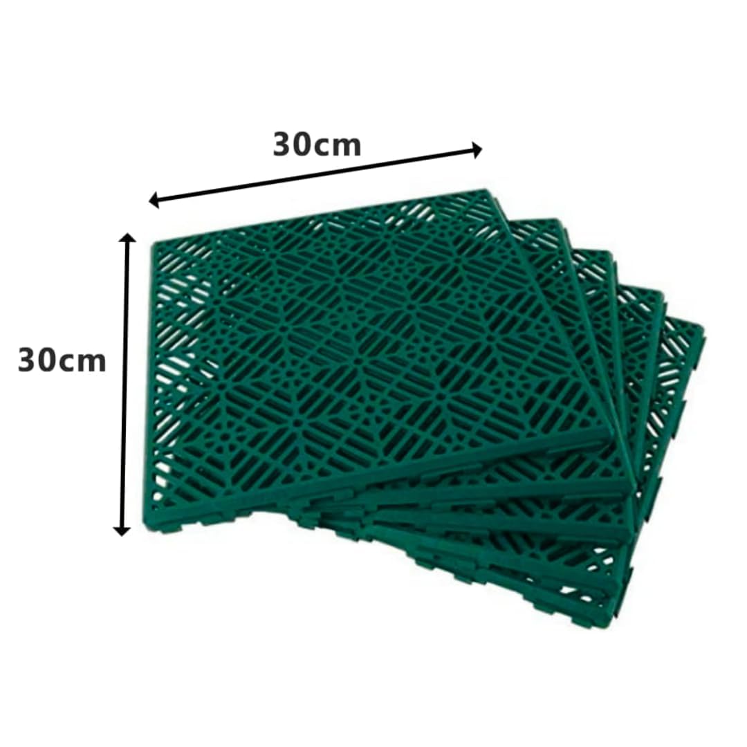 garden mile® Non Slip Modular Garden Path Tiles Patio Decking Interlocking Tiles Weatherproof Anti Slip Deck Board Waterproof Strong Robust Durable Plastic (Green x 20)