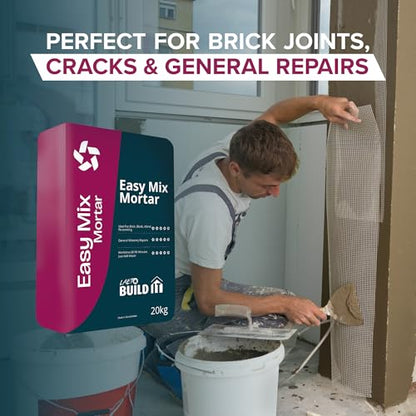 Laeto Easy Mix Mortar – 20kg Ready Mixed Mortar for Bricklaying, Bedding, Patching & DIY Jobs – Pre-Blended Cement Mortar for Indoors & Outdoors – Just Add Water, Easy to Apply