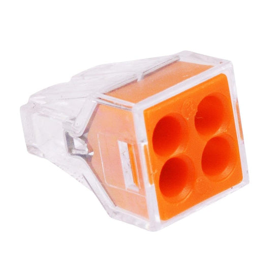 Wago 773-104 Orange 4-Way Push Connectors 2.5mm² 24A 400V Pack of 10