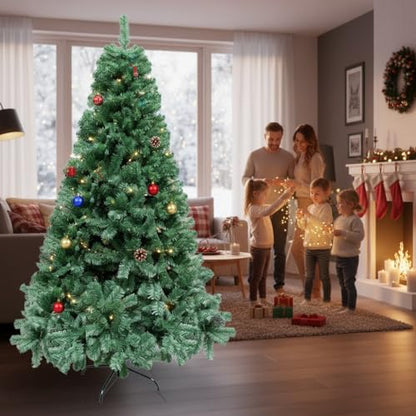 "Shatchi 4FT / 1.2M Alaskan Pine Green Artificial Christmas Tree Bushy, 230 Tips Xmas Home Decorations, PVC, 120CM / 4FT Green"