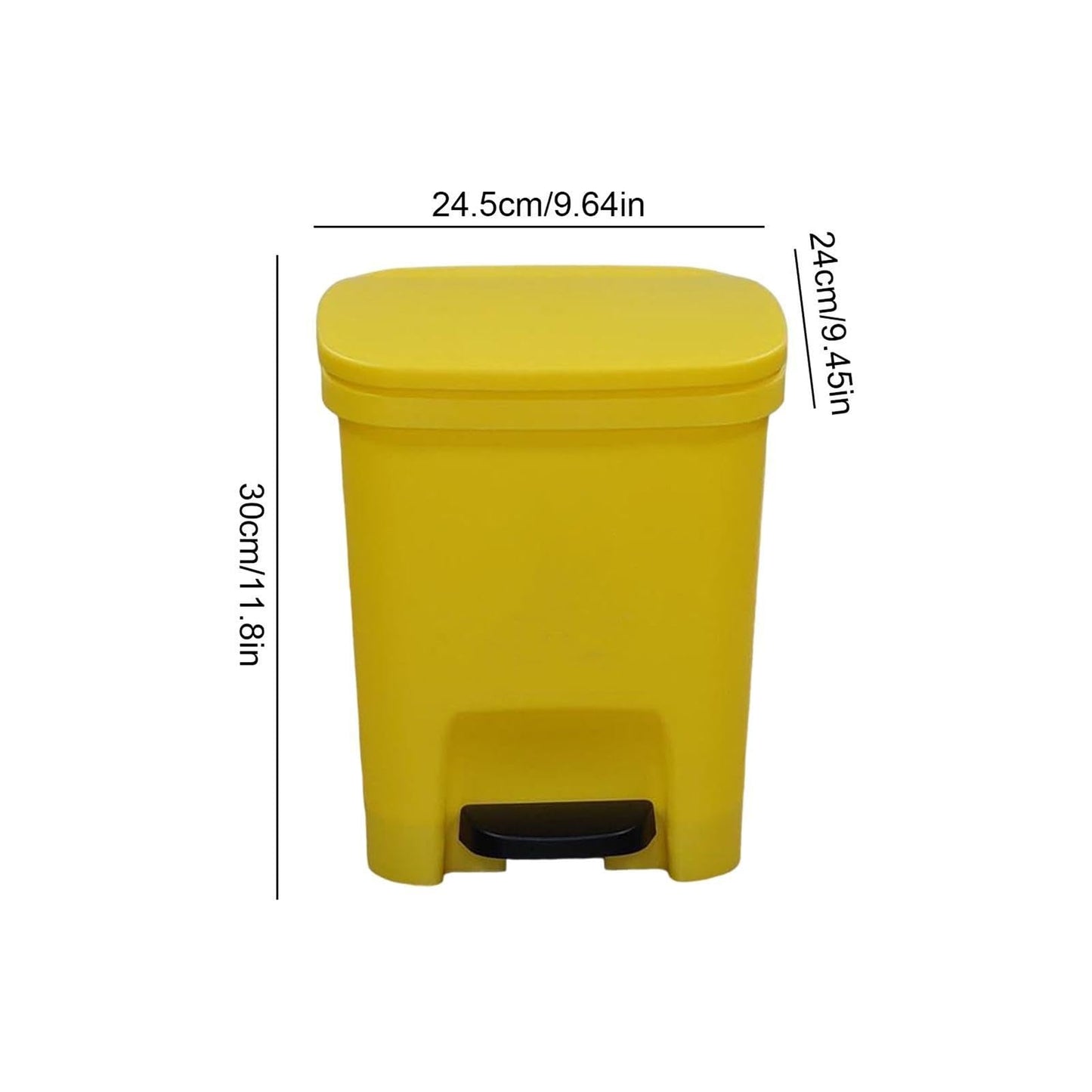 10 L Gallon Trash Can Plastic Step On Kitchen Rubbish Bin Black Compost Bathroom Rubbish Bin Kitchen Rubbish Solar Oxygen Cleaner (Yellow, One Size)
