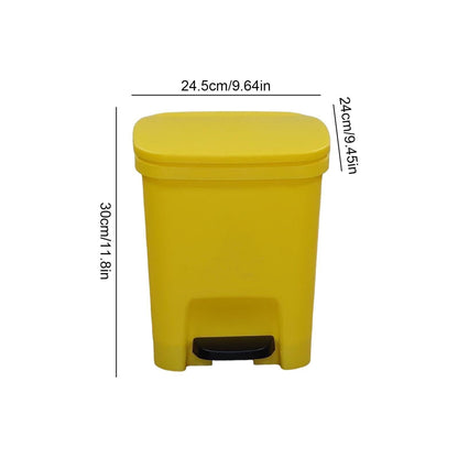 10 L Gallon Trash Can Plastic Step On Kitchen Rubbish Bin Black Compost Bathroom Rubbish Bin Kitchen Rubbish Solar Oxygen Cleaner (Yellow, One Size)