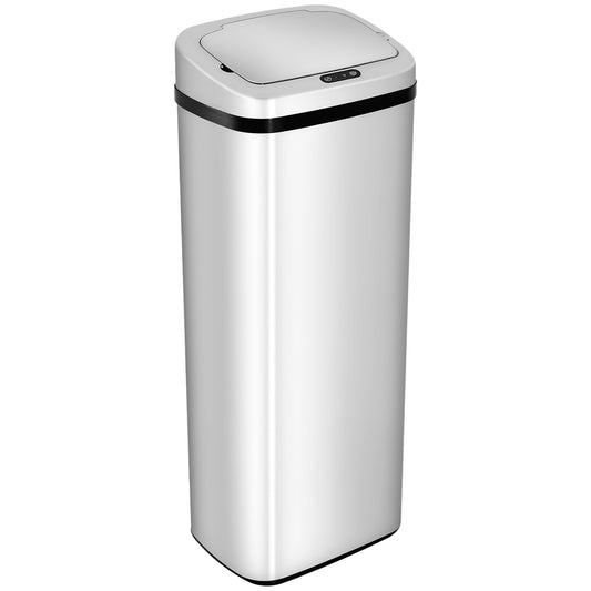 HOMCOM Modern Style 50L Sensor Dustbin Stainless Steel Automatic Kitchen Waste Bin Versatile Use For Home Office - Silver