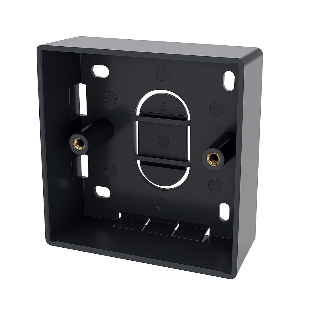 1-Gang Surface Mount Back Box – Black Pattress Box 86mm x 86mm x 32mm, Durable Wall-Mounted Electrical & Network Faceplate Housing (1)