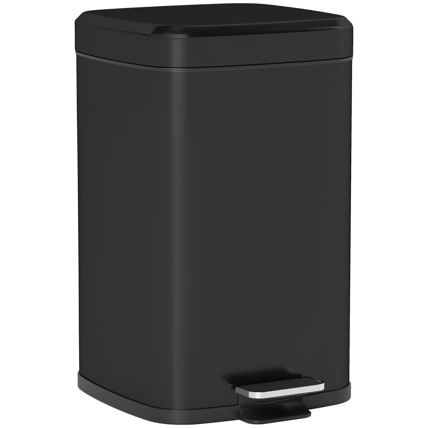 HOMCOM 20 Litre Pedal Bin, Fingerprint Proof Kitchen Rubbish Bin with Soft-close Lid, Foot Pedal and Removable Inner Bucket for Recycling and Waste, Black