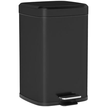 HOMCOM 20 Litre Pedal Bin, Fingerprint Proof Kitchen Rubbish Bin with Soft-close Lid, Foot Pedal and Removable Inner Bucket for Recycling and Waste, Black