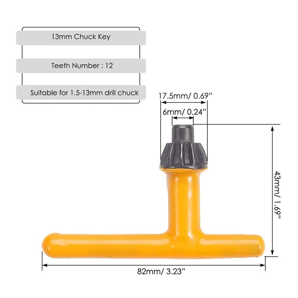 Mesee 3 Packs Drill Chuck Key Wrench Set, Universal Impact Chuck Keys Replacement 3 Sizes T Key Drill Press Wrench Repair Tools for 6mm/10mm 13mm 16mm Electric Drill Clamping Tool