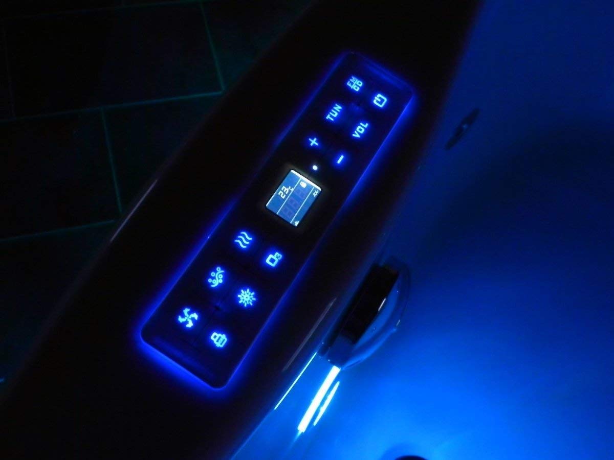 Whirlpool Bathtub Relax Professional Made in Germany 180/190/200 x 80/90 cm with 24 Massage Nozzles + Underwater Lighting Heating Ozone Disinfection with Brass Fittings