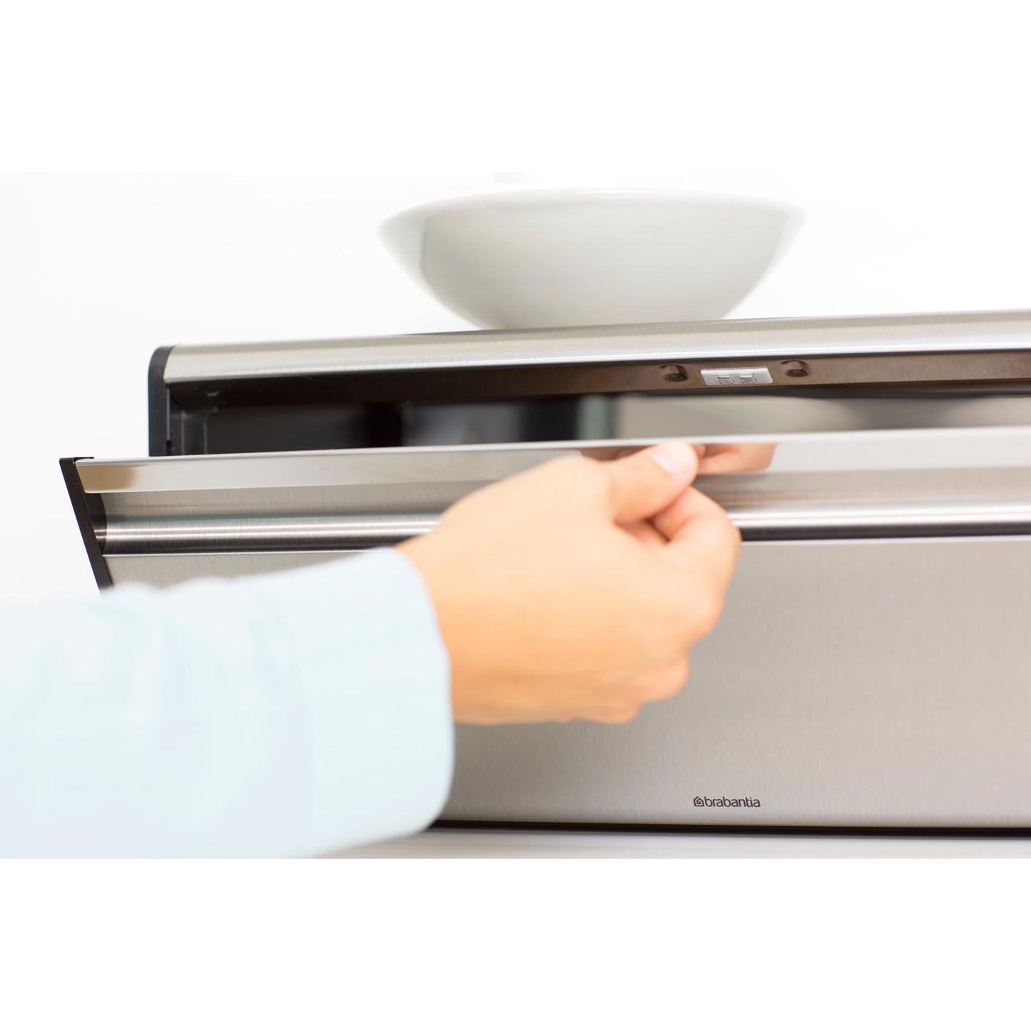 Brabantia Fall Front Bread Bin – Large Countertop Storage Box for Bread, Bagels, Rolls – Space-Saving Design with Flat Top – Matt Steel