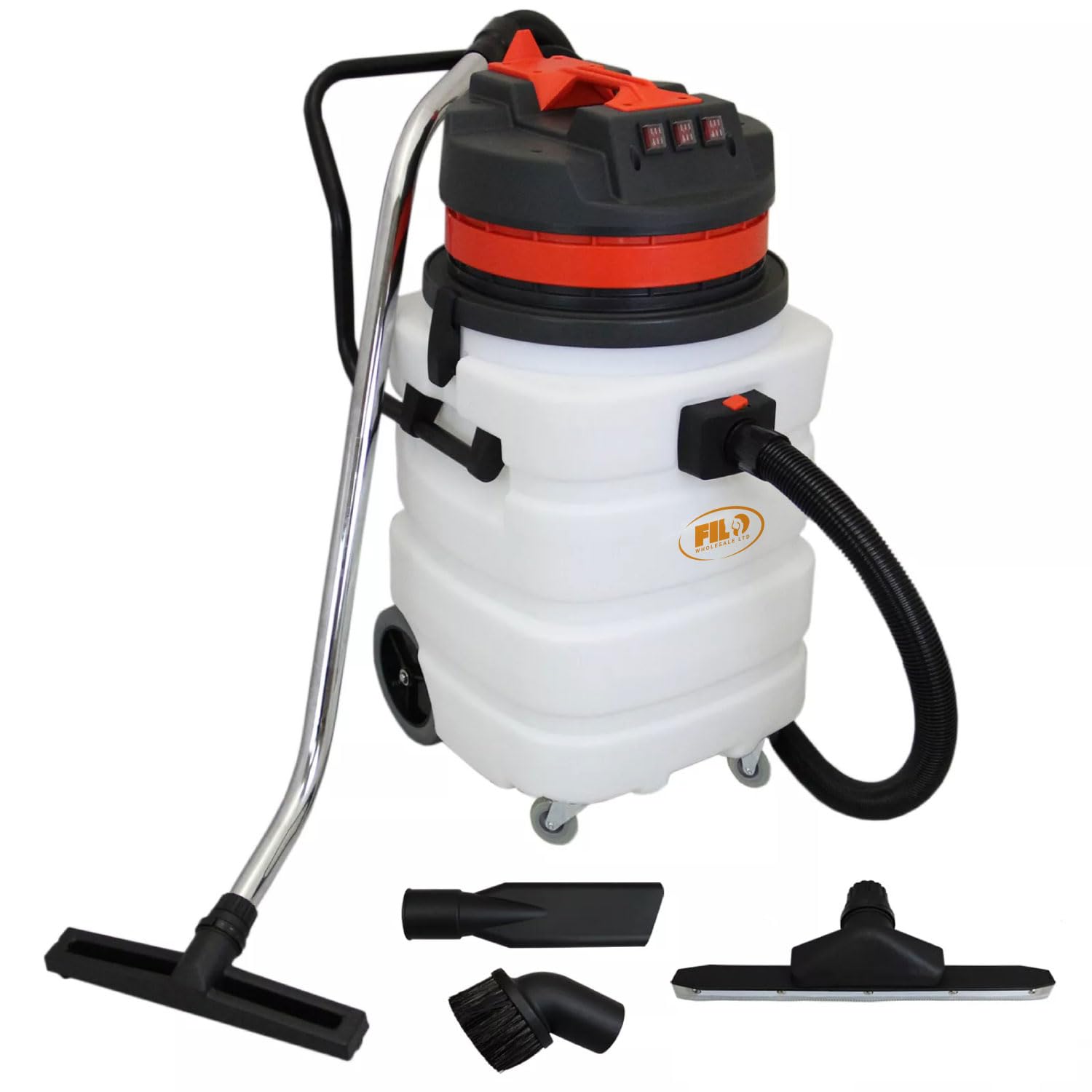 FILO Industrial Vacuum Cleaner - Powerful 3600W Motor, 90L Plastic Tank, Wet & Dry Capability - Versatile Workshop, Carpet, Ash Cleaning - Red Commercial Vac
