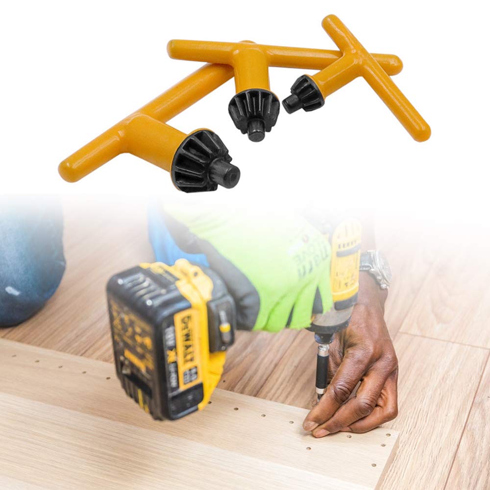 Mesee 3 Packs Drill Chuck Key Wrench Set, Universal Impact Chuck Keys Replacement 3 Sizes T Key Drill Press Wrench Repair Tools for 6mm/10mm 13mm 16mm Electric Drill Clamping Tool