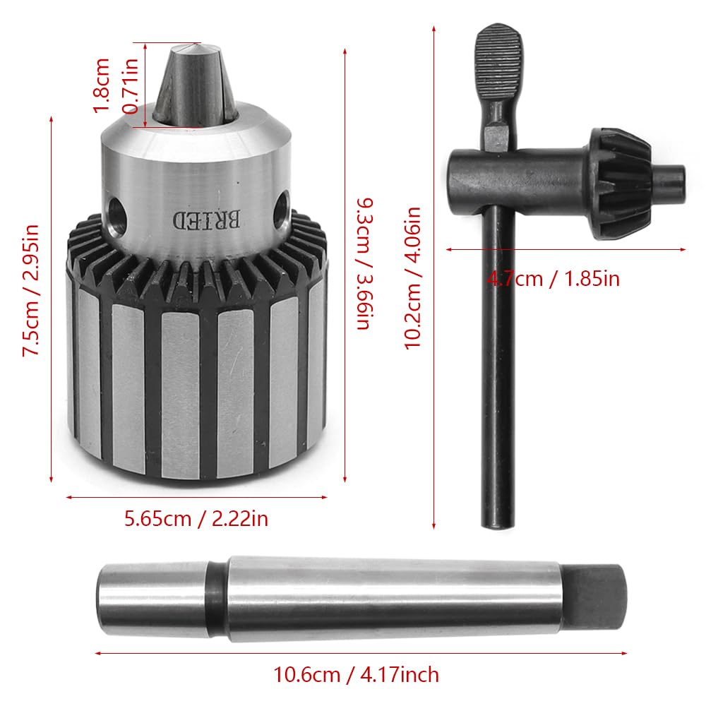 YDHfdc Heavy Duty Lathe Chuck - MT2-B16, 1-16mm Capacity, Stainless Steel, Arbor Key Type with Chuck Key and SDS Adapter Shank for Drilling Machines