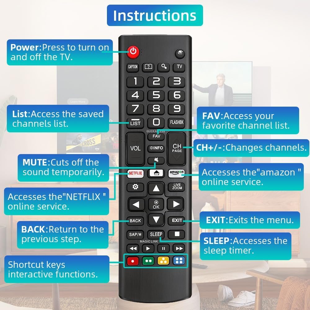 LG TV Remote Control for TV Replacement | Universal Remote Control for TV L G Replacement Works with All L G Smart TVs (LCD, LED, OLED, UHD, 4K) LG Remote 308 – Universal TV Remote