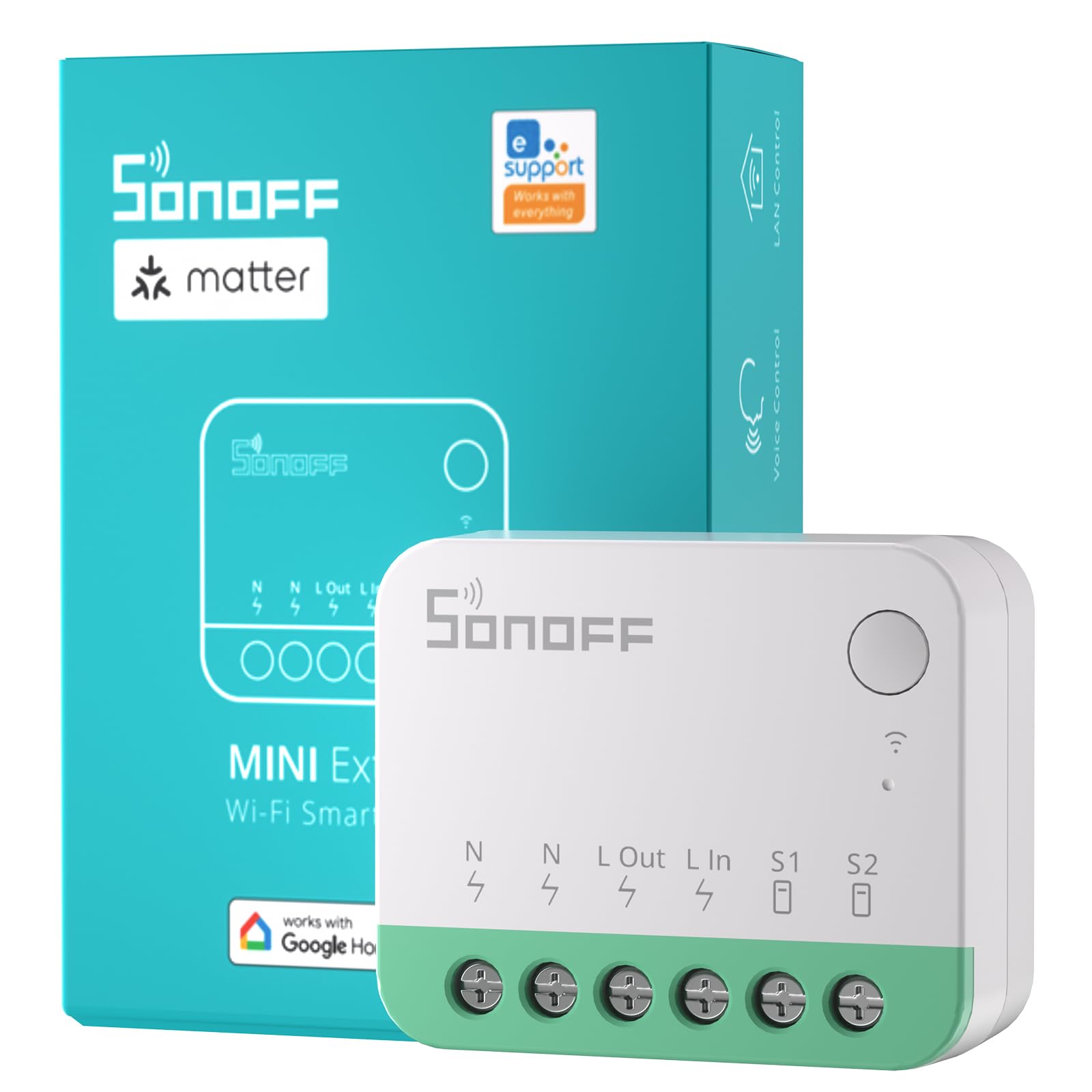 SONOFF Matter Smart Switch，Wifi Mini DIY Module，works with Alexa/Google Home，Neutral Required