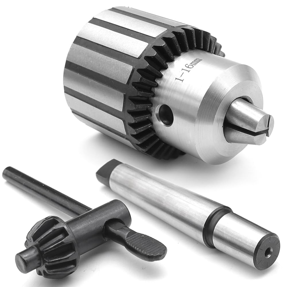 YDHfdc Heavy Duty Lathe Chuck - MT2-B16, 1-16mm Capacity, Stainless Steel, Arbor Key Type with Chuck Key and SDS Adapter Shank for Drilling Machines