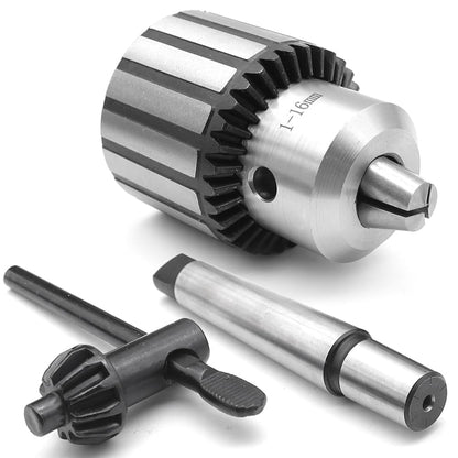 YDHfdc Heavy Duty Lathe Chuck - MT2-B16, 1-16mm Capacity, Stainless Steel, Arbor Key Type with Chuck Key and SDS Adapter Shank for Drilling Machines