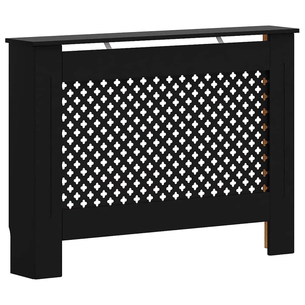 vidaXL Radiator Cover, Contemporary Black Radiator Cabinet, MDF with Lacquer Finish, Additional Display Shelf Space, Easy Assembly, 112x19x81 cm
