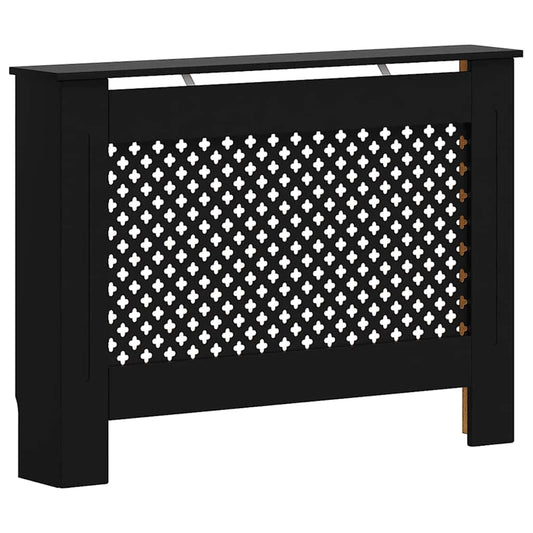 vidaXL Radiator Cover, Contemporary Black Radiator Cabinet, MDF with Lacquer Finish, Additional Display Shelf Space, Easy Assembly, 112x19x81 cm
