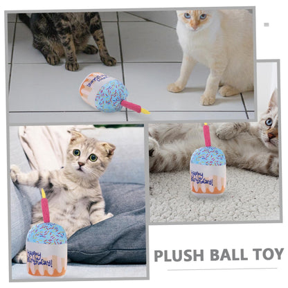 BESPORTBLE Plush Cat Chewing Toy Birthday Cake Shape Indoor Teething Fun for Cats Safe Soft for Engaging Playtime and Reducing Loneliness