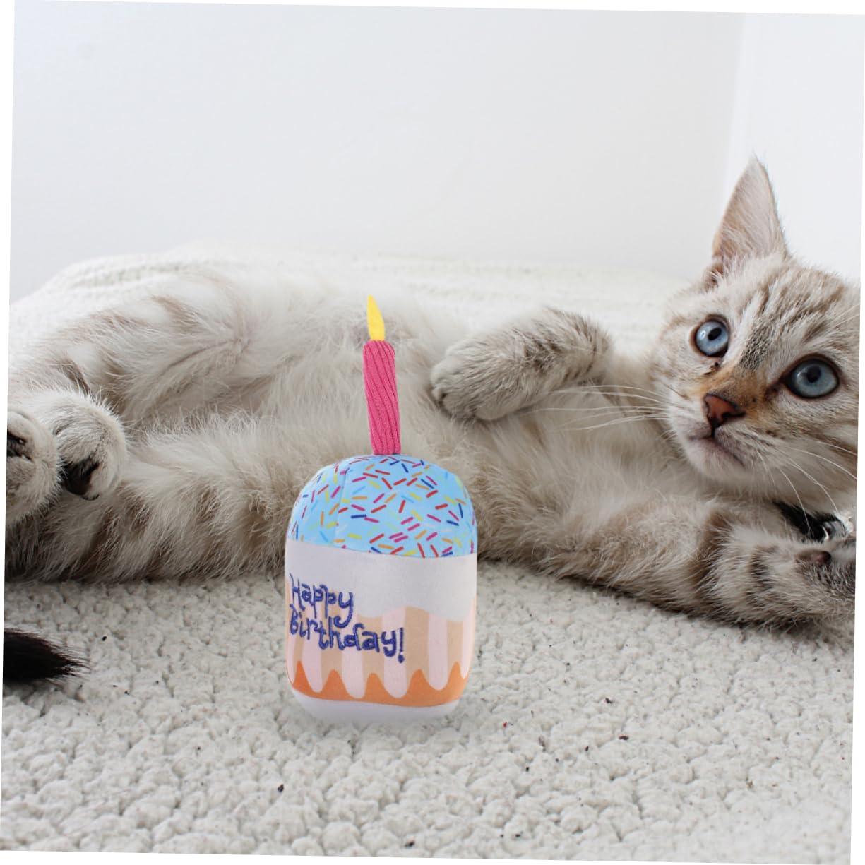 BESPORTBLE Plush Cat Chewing Toy Birthday Cake Shape Indoor Teething Fun for Cats Safe Soft for Engaging Playtime and Reducing Loneliness