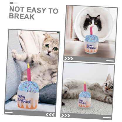 BESPORTBLE Plush Cat Chewing Toy Birthday Cake Shape Indoor Teething Fun for Cats Safe Soft for Engaging Playtime and Reducing Loneliness