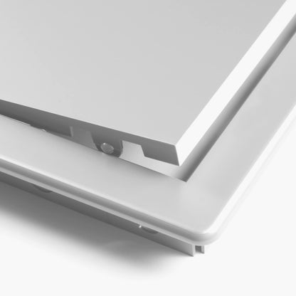 Awenta 200 x 200 mm Plastic Access Panel Door - White Opening Flap Cover Plate - Inspection Hatch - Door Latch - Concealed Hinge - Removable Door - Paintable Smooth Surface (8 x 8 Inches)