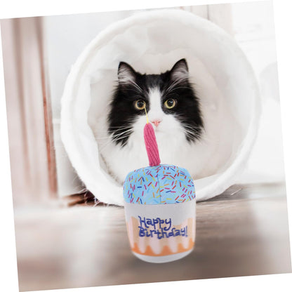 BESPORTBLE Plush Cat Chewing Toy Birthday Cake Shape Indoor Teething Fun for Cats Safe Soft for Engaging Playtime and Reducing Loneliness